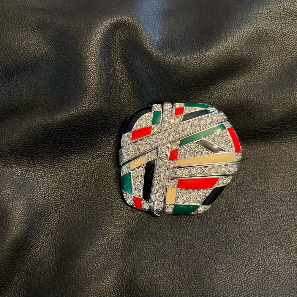 Puccini Enamel & Rhinestone Harlequin Brooch
